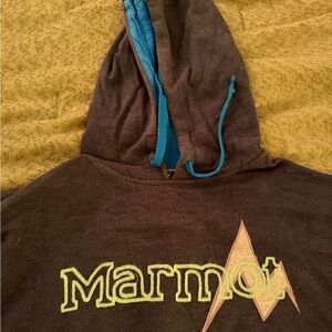 Marmot men’s Hoodie in Grey with Blue Highlights